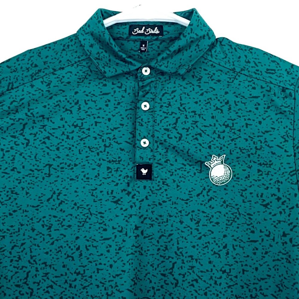 Bad Birdie Golf Polo Shirt Speckled Camo Performance Mens Stretch Green Medium